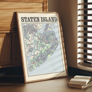 Antike Staten Island Karte Poster von Staten Island New York Klassische Karte von Staten Island Druck von Staten Island Wandkunst von Staten Island