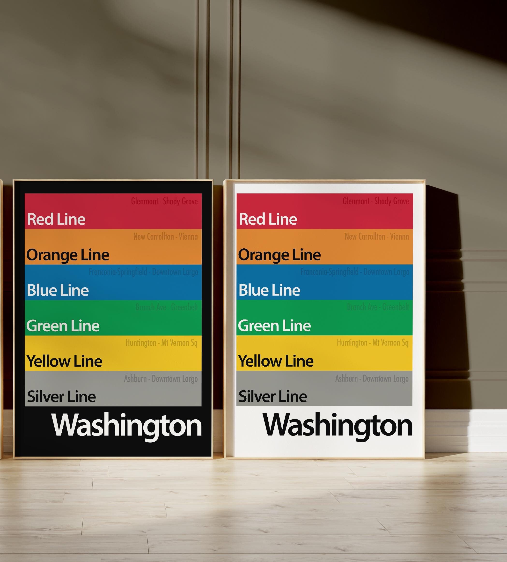Washington D.C. Metro Poster: WMATA Subway Line Art