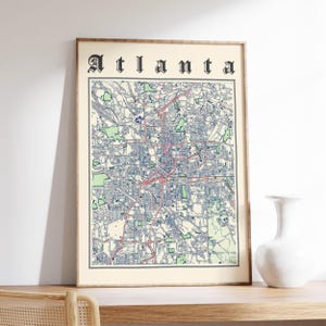 Atlanta Map Print, Classic Map of Atlanta, Atlanta Poster, Atlanta Georgia, Atlanta Wall Art, US City Map