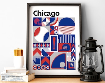 Chicago Baseball Wall Art of Chicago Poster of Cubs Fan Gift of Sports Decor of Chicago Gift Print