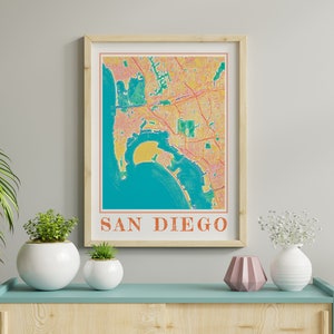 Watercolor San Diego Map Poster of San Diego Wall Art of California Map of San Diego Print of San Diego Gift of San Diego City Painting