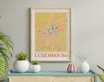 Watercolor Luxembourg Map Art Print: Europe City Souvenir