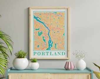 Portland Map Print, Portland Watercolor Print, Portland Poster, Portland Gifts, Portland Oregon, Portland Wall Art