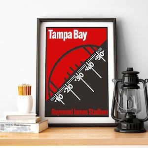 Tampa Bay Football Print, Tampa Bay Poster, Minimalist City Poster, Florida Team Colour Gift for American Football Fan