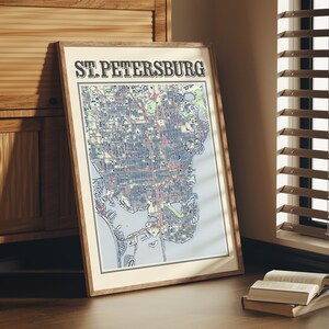 Antique St. Petersburg Map Poster of St. Petersburg Florida Classic Map of St Petersburg Print of St Petersburg Wall Art of St Petersburg