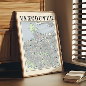 Antique Vancouver Map Poster of Vancouver British Columbia Classic Map of Vancouver Print of Vancouver Wall Art of Vancouver Gift