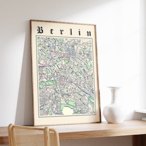 Berlin Map Print, Classic Map of Berlin, Berlin Poster, Berlin Germany Print, Berlin Wall Art, Deutschland Map