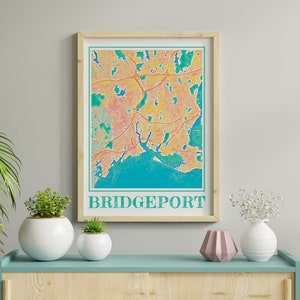 Watercolor Bridgeport Map Print of Bridgeport Connecticut Painting Map of Bridgeport Poster of Bridgeport Wall Art of Bridgeport Gift
