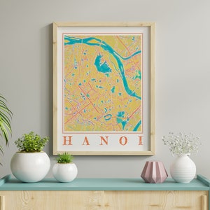 Aquarell Hanoi Karte Poster von Hanoi Vietnam Karte von Hanoi Wand Kunst von Hanoi Geschenk von Hanoi Drucke von Hanoi Vietnam