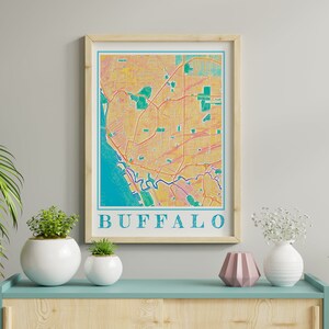 Watercolor Buffalo Map Print of Buffalo New York Painting Map of Buffalo Poster of Buffalo Wall Art of Buffalo Gift