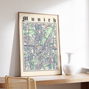 Munich Map Print, Classic Map of Munich, Munich Poster, Munich Germany Print, Munich Wall Art, Deutschland Map