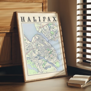 Antique Halifax Nova Scotia Map Poster of Halifax Classic Map of Halifax Print of Halifax Wall Art of Halifax Gift