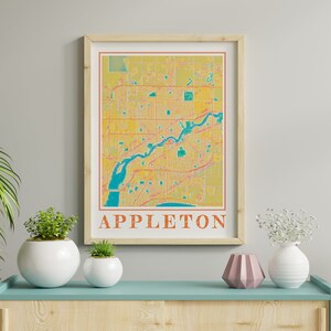 Watercolor Appleton Map Poster of Appleton Wisconsin Map of Appleton Wall Art of Appleton Gift of Appleton WI Prints of Appleton Wisconsin