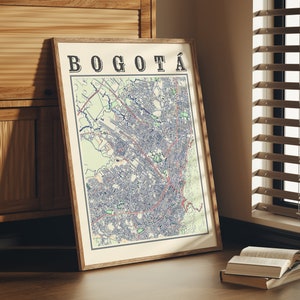 Antique Bogota Map Poster of Bogota Colombia Classic Map of Bogota Print of Bogota Wall Art of Bogota Gift