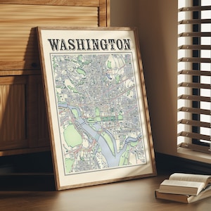 Antieke Washington Kaart Poster van Washington DC Klassieke Kaart van Washington Print van Washington Wall Art of Washington Gift