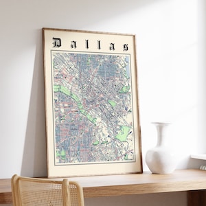 Dallas Map Print, Classic Map of Dallas, Dallas Texas Print, Dallas TX, Dallas Poster, Dallas Wall Art, US City Map
