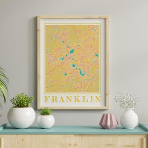Watercolor Franklin Tennessee Map Poster of Franklin Map of Franklin Wall Art of Franklin Gift of Franklin TN Prints of Franklin Tennessee