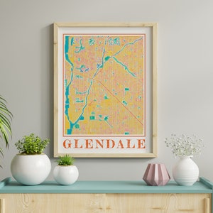 Watercolor Glendale Map Poster of Glendale Arizona Map of Glendale Wall Art of Glendale Gift of Glendale City Painting of Glendale Arizona