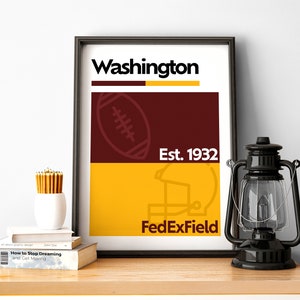 Washington Football Print, Washington Poster, Minimalist Poster, Washington Sports, DC Team Colour Gift for American Football Fan