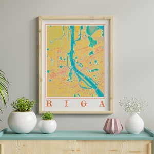 Watercolor Riga Map Poster of Riga Latvia Map of Riga Wall Art of Riga Gift of Riga Prints of Riga Latvia