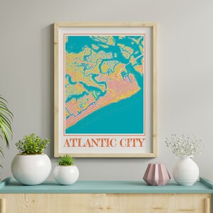 Watercolor Atlantic City Map Poster of Atlantic City New Jersey Map of Atlantic City Wall Art of Atlantic City Gift of Atlantic City