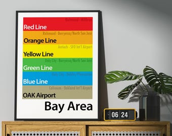 Bay Area Rapid Transit Poster, BART Wall Art, San Francisco Oakland San Jose Print