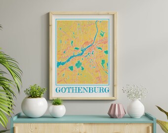 Mapa Göteborga w akwareli: Pamiątka z miasta Szwecji