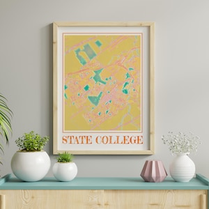 Aquarell State College Pennsylvania Karte Poster des State College Karte des State College Wandkunst des State College Geschenke des State College PA