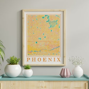 Carte de Phoenix aquarelle Poster de Phoenix en Arizona Carte de Phoenix en Arizona Art mural de Phoenix Cadeau de Phoenix Impressions de A à Z de Phoenix en Arizona