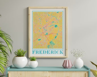 Watercolor Frederick Maryland Map Poster of Frederick Map of Frederick Wall Art of Frederick Gift of Frederick MD Prints of Frederick
