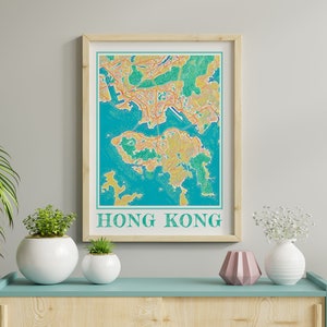 Hong Kong Karte von Hong Kong in Aquarell 香港地圖 HK Painting Karte von Hong Kong Poster von Hong Kong Wand Kunst von Hong Kong Geschenk