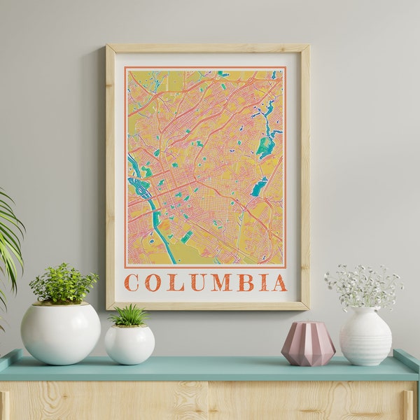 Watercolor Columbia Map Print of Columbia South Carolina Painting Map of Columbia Poster of Columbia Wall Art of Columbia Gift