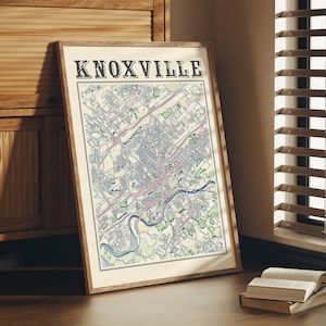 Antique Knoxville Map Poster of Knoxville Tennessee Classic Map of Knoxville Print of Knoxville Wall Art of Knoxville Gift