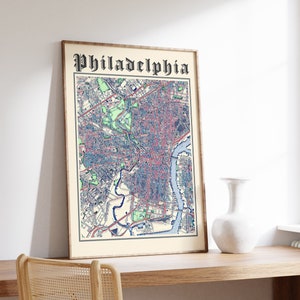 Philadelphia Map Print, Classic Map of Philadelphia, Philadelphia Pennsylvania Print, Philadelphia Wall Art, US City Map