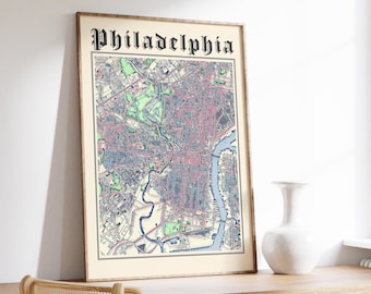 Philadelphia Map Print, Classic Map of Philadelphia, Philadelphia Pennsylvania Print, Philadelphia Wall Art, US City Map