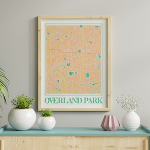 Acuarela Overland Park Mapa Cartel de Overland Park Kansas Mapa de Overland Park Arte de la pared de Overland Park Regalo de Overland Park Impresiones