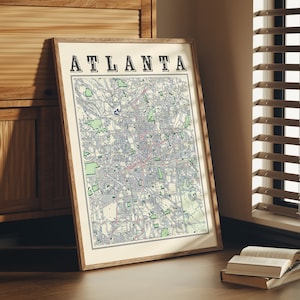 Antique Atlanta Map Poster of Atlanta Georgia Classic Map of Atlanta Print of Atlanta Wall Art of Atlanta Gift