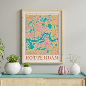 Watercolor Rotterdam Map Poster of Rotterdam Wall Art of Holland Map of Rotterdam Print of Rotterdam Gift of Rotterdam City Painting