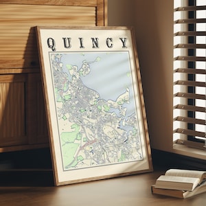 Antique Quincy Massachusetts Map Poster of Quincy Wall Art of Quincy MA Print of Quincy Wall Art of Quincy Gift of Quincy Massachusetts