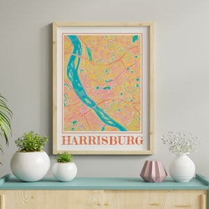 Watercolor Harrisburg Pennsylvania Map Poster of Harrisburg Map of Harrisburg Wall Art of Harrisburg Gift of Harrisburg City Painting