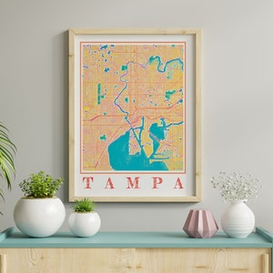 Watercolor Tampa Map Print of Tampa Florida Painting Map of Tampa Poster of Tampa Wall Art of Tampa Gift