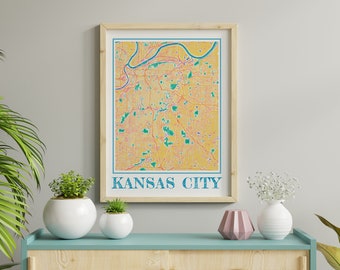 Watercolor Kansas City Map Print of Kansas City Missouri Painting Map of Kansas City Poster of Kansas City Wall Art of Kansas City Gift