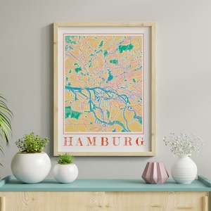 Watercolor Hamburg Map Print of Hamburg Germany Painting Map of Hamburg Deutschland Poster of Hamburg Wall Art of Hamburg Gift