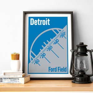 Minimal Detroit Football Poster Ford Field Print of Lions Fan Gift of Detroit Print of Detroit Gift Poster of Lions Wall Art