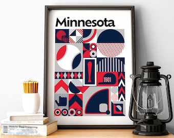 Póster de béisbol de Minnesota, regalo de los Twins para aficionados al béisbol.