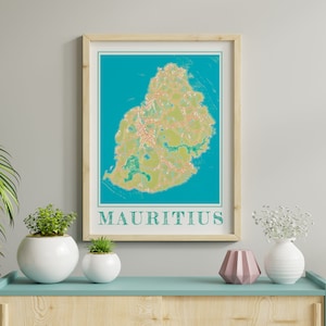 Watercolor Mauritius Map Poster of Mauritius Port Louis Map of Mauritius Wall Art of Mauritius Gift of Mauritius Prints of Mauritius