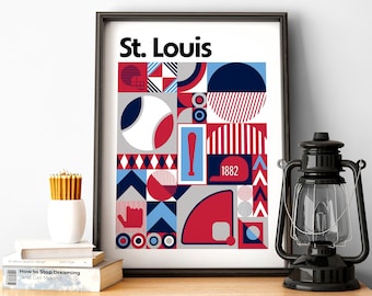 St. Louis Béisbol Arte de pared de St. Louis Póster de Cardenales Fan Gift of Sports Decor of St. Louis Gift Print