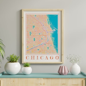 Aquarell Chicago Karte Poster von Chicago Wand Kunst von Illinois Karte von Chicago Print of Chicago Gift of Chicago City Painting