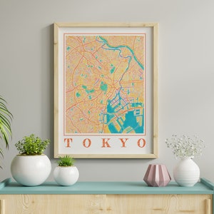 Watercolor Tokyo Map Poster of Japan Tokyo Map of Tokyo Wall Art of Tokyo Gift of Tokyo Print