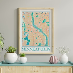 Watercolor Minneapolis Map Print of Minneapolis Minnesota Painting Map of Minneapolis Poster of Minneapolis Wall Art of Minneapolis Gift